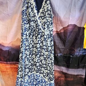 Lane Bryant Navy and White Patterned Dress